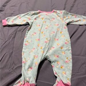 Gerber Floral Bodysuit with Pink Trim